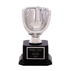 Silver Baseball Mitt Trophy