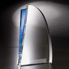 Blue Trim Crystal Sail Trophy