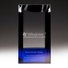 Sapphire Blue and Clear Semicircle Crystal Awards