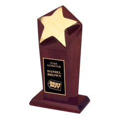 Gold Star Rosewood Podium Trophy
