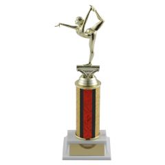 Elegant Balance Beam Gymnastics Trophy w/ Red Prism Column