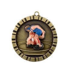 3-D Gold Wrestling Medals