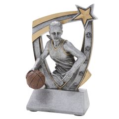 3-D Action Star Resin Girls Basketball Trophy