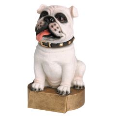 White Bulldog Mascot Trophy with Bobble Head