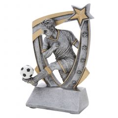 3-D Action Star Resin Boys Soccer Trophy
