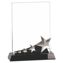 Silver Stars Standing Crystal Plaque