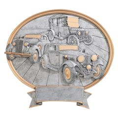 Oval Pewter-Tone Resin Classic Car Award