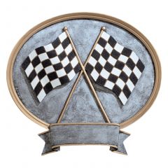 Oval Crossed-Flags Resin Racing Award