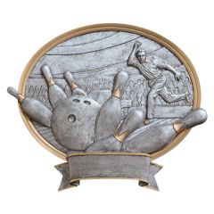 Men's Oval Pewter-Tone Resin Bowling Award