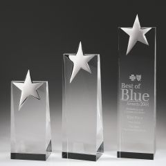 Premium Crystal Tower Award with Chrome Star
