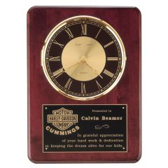 Mahogany Plaque with Golden Analog Clock