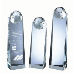 Globe-Topped Crystal Wedge Awards