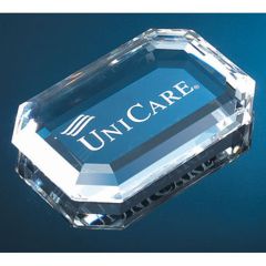 Solid Crystal Faceted Emerald Cut Desk Weight