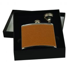 Faux Leather and Stainless Steel Flask in Gift Box