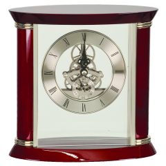 Rosewood Executive Piano Finish Desk Clock - Silver