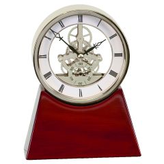 Rosewood Base Executive Desk Clock - Silver