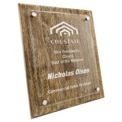 Barnwood Floating Glass Plaque