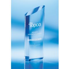Eliptical Crystal Column Award, engraved