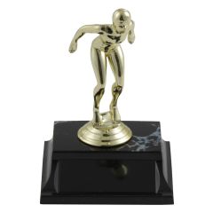 Girl Participation Swim Trophies - black marble base