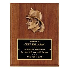 Cast Bronze Firefighter Wood Wall Plaques