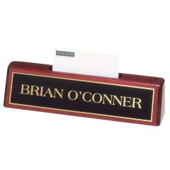 Rosewood Name Plate With Business Card Holder