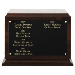 Fantasy Perpetual Engraving - black brass plate on large walnut base