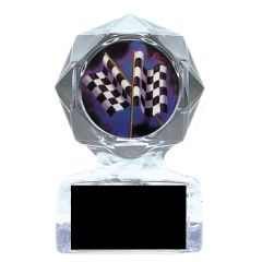 Auto Racing Crossed Flags Acrylic Trophy