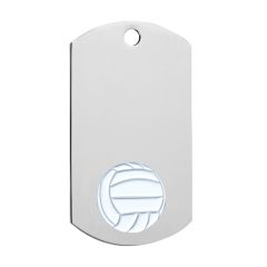 Engraved Silver Volleyball Dog Tags