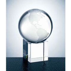 Crystal World Globe With Cube Base