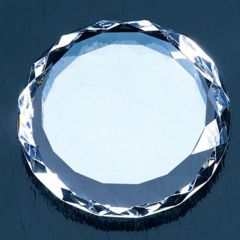 Facet Edge Round Crystal Paperweight