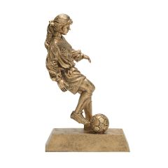 Gold Female Resin Soccer Trophies