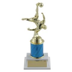 Bicycle Kick Soccer Trophies - male with blue typhoon column