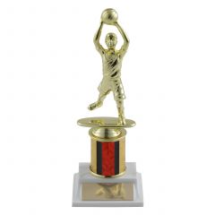 Junior Basketball Trophy with 2" red prism column