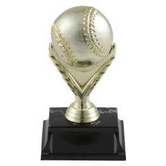 Heavy 3-D Gold Baseball Trophies - black simulated marble base