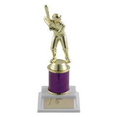Baseball Award Trophy - boys with purple typhoon column