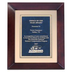 Cherry And Gold Framed Blue Corporate Plaque