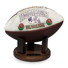 Solid Walnut Football Holder with Engraved Plate