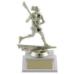 Female Participation Lacrosse Trophies - simulated white marble base