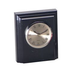 Square Marble Desk Clock - Jet Black