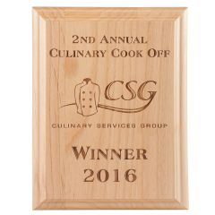 Laser Engraved Red Alder Plaque for Cooking Competition
