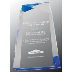 Small 7" Blue Wedge Pinnacle Acrylic Awards
