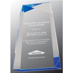 Small 7" Blue Wedge Pinnacle Acrylic Awards