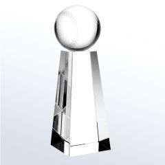 Clear Crystal Baseball Trophy - 8" Tall