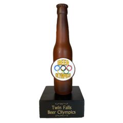 Beer Bottle Trophy with Beer Olympics and Gold Letters