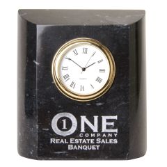 Mini Column Marble Clock - Black