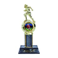 Runningback Football Trophies with black prism column