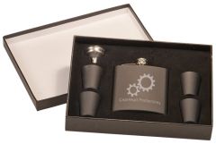 Black Matte Flask and Shot Glass Gift Set
