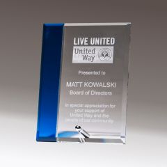 Clear Glass Plaque with Blue