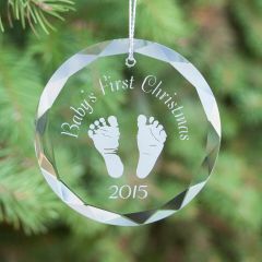 Engraved Crystal Circle Ornament