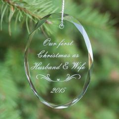 Engraved Crystal Oval Ornament